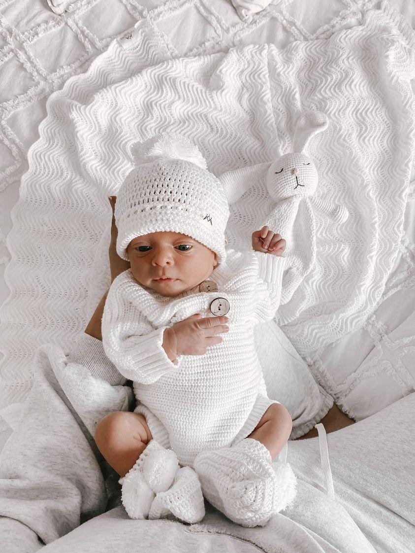 3 Little Crowns - Textured Knit Bodysuit - Ivory