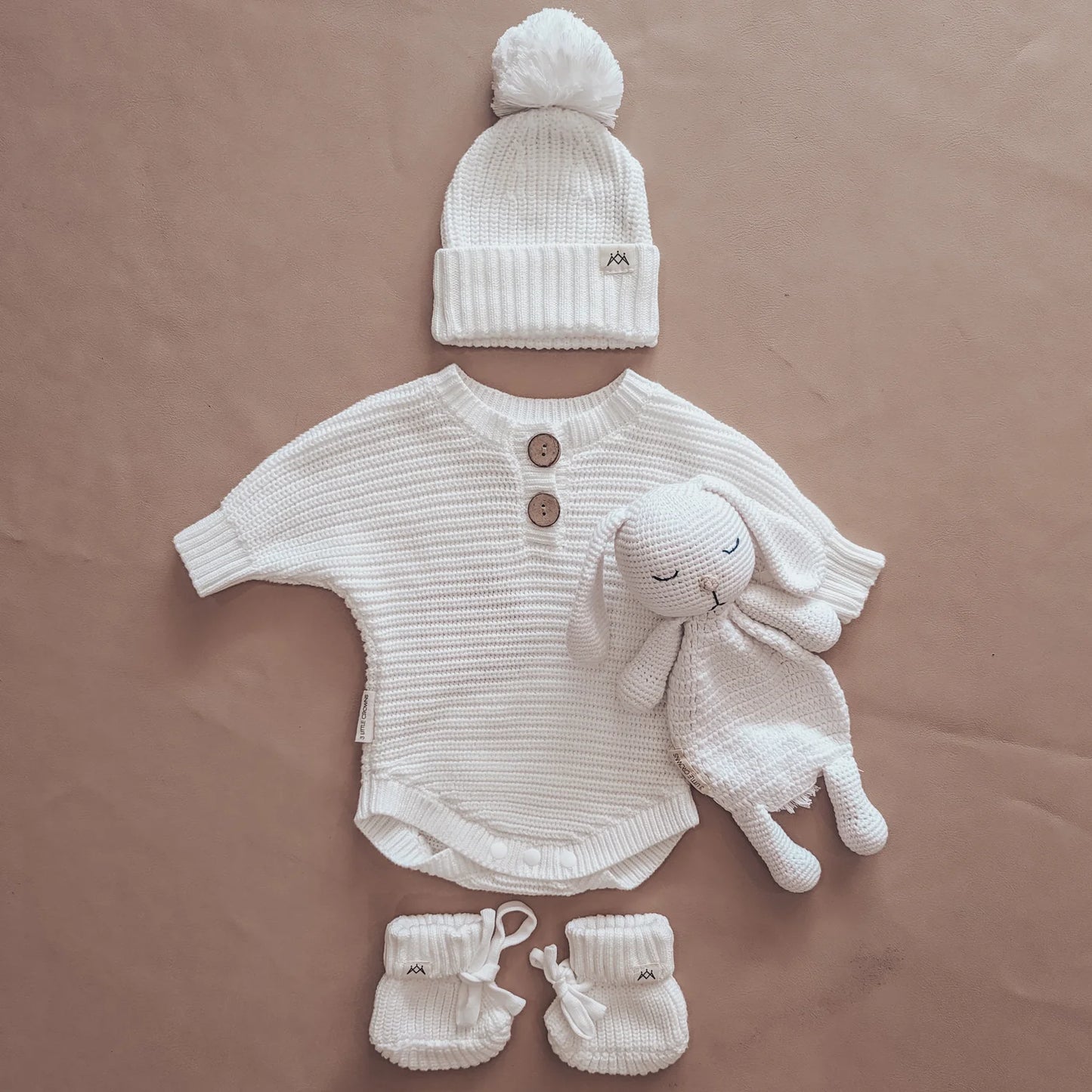 3 Little Crowns - Textured Knit Bodysuit - Ivory