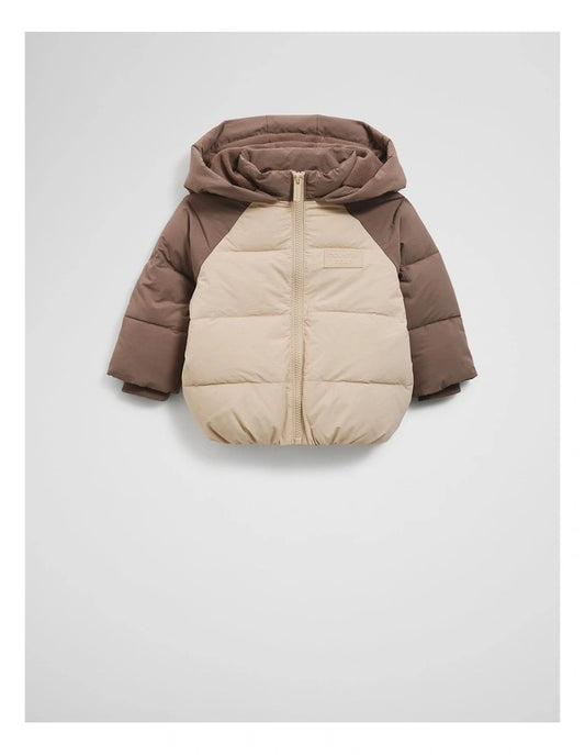 Country Road - Hooded Logo Puffer Jacket  - Chocolate