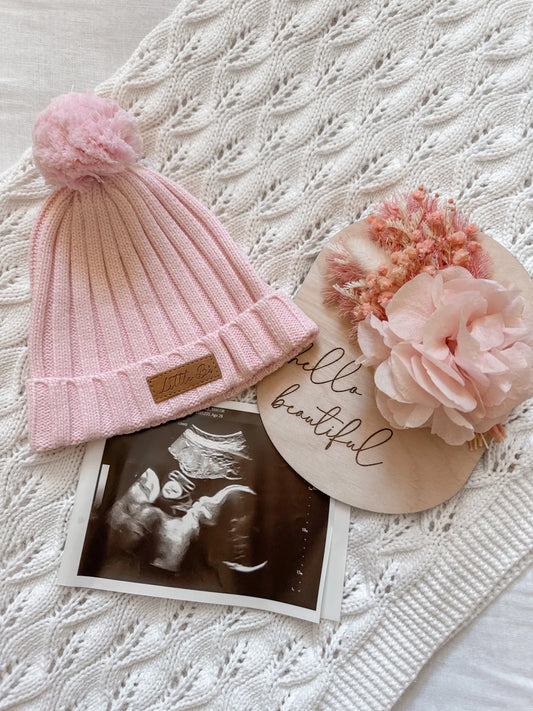 Little B's Nursery - Knitted Ribbed Beanie - Pink