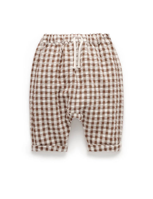 Purebaby - Slouchy Pants - Milk Choc Gingham