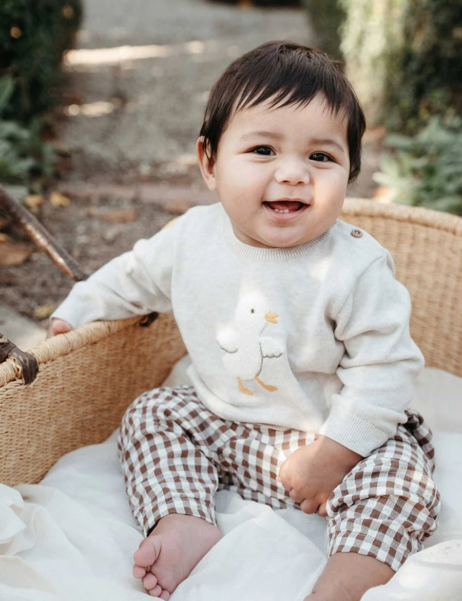 Purebaby - Slouchy Pants - Milk Choc Gingham