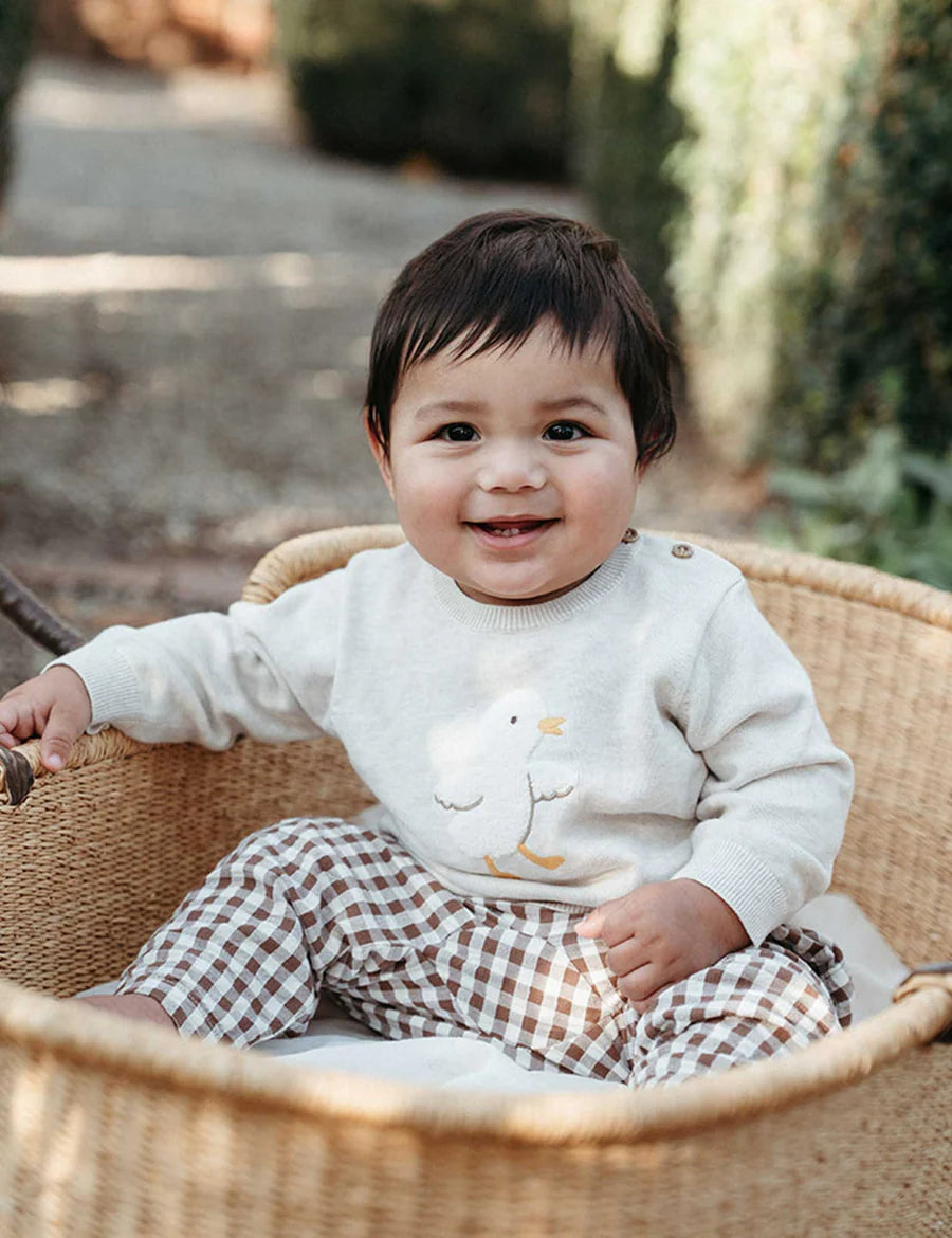 Purebaby - Slouchy Pants - Milk Choc Gingham
