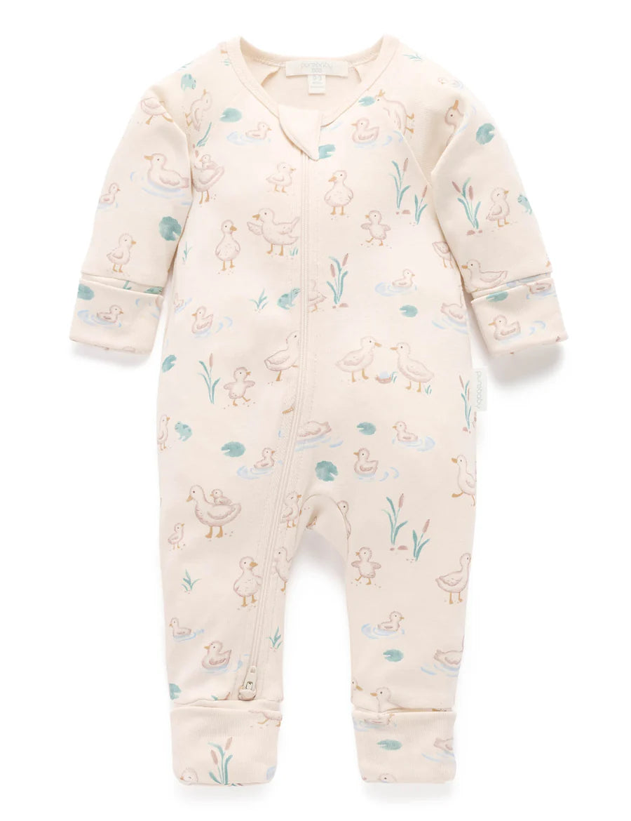 Purebaby - Zip Growsuit - Garden Goose