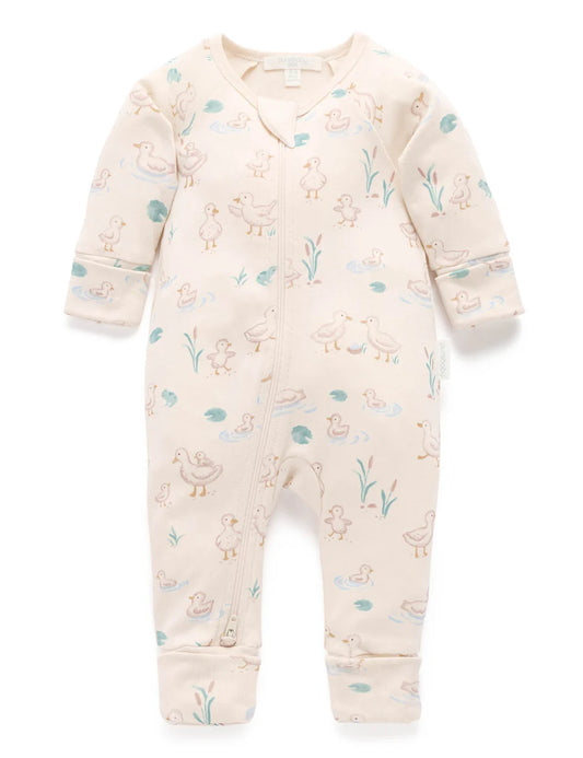 Purebaby - Zip Growsuit - Garden Goose