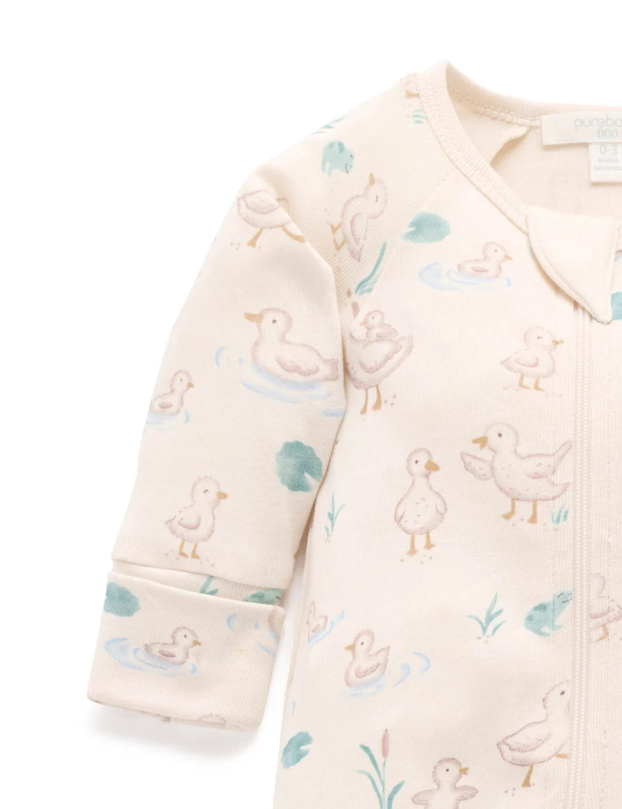Purebaby - Zip Growsuit - Garden Goose