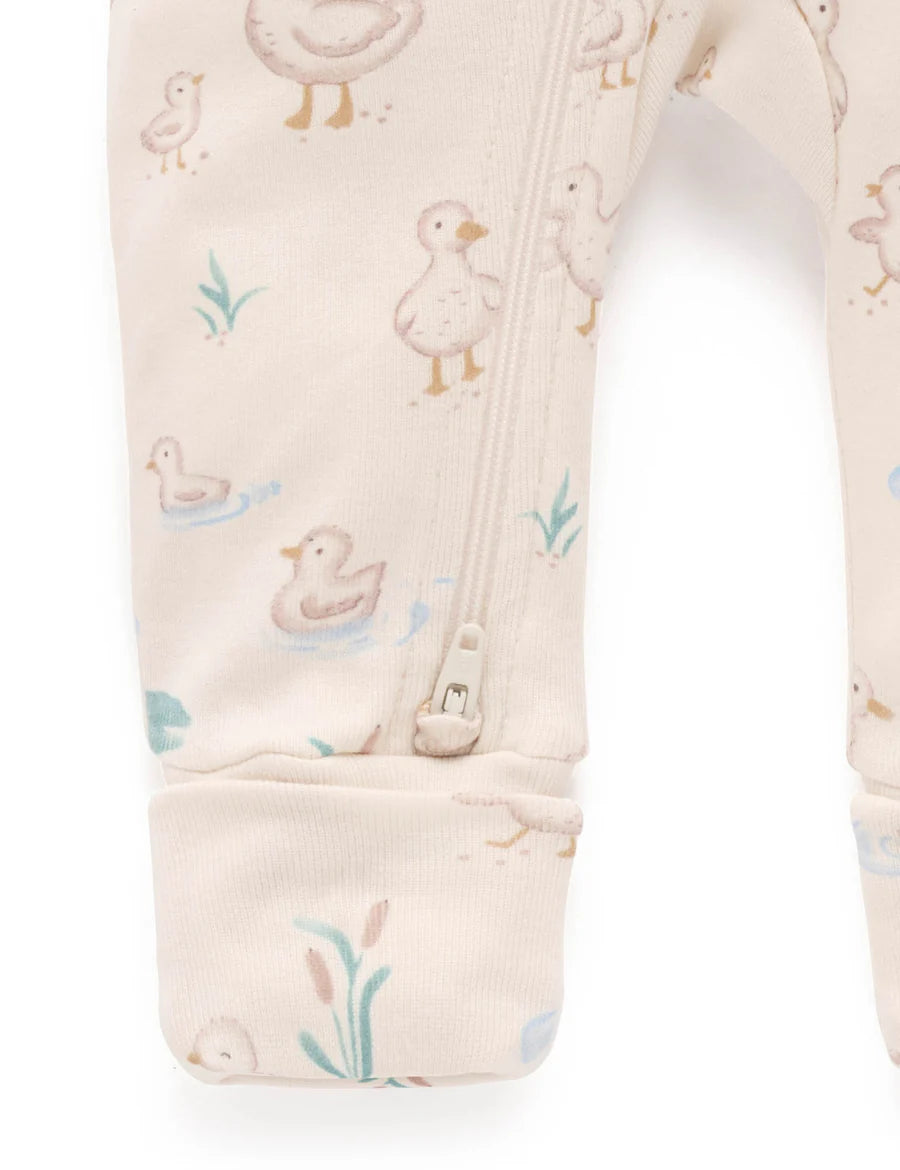 Purebaby - Zip Growsuit - Garden Goose