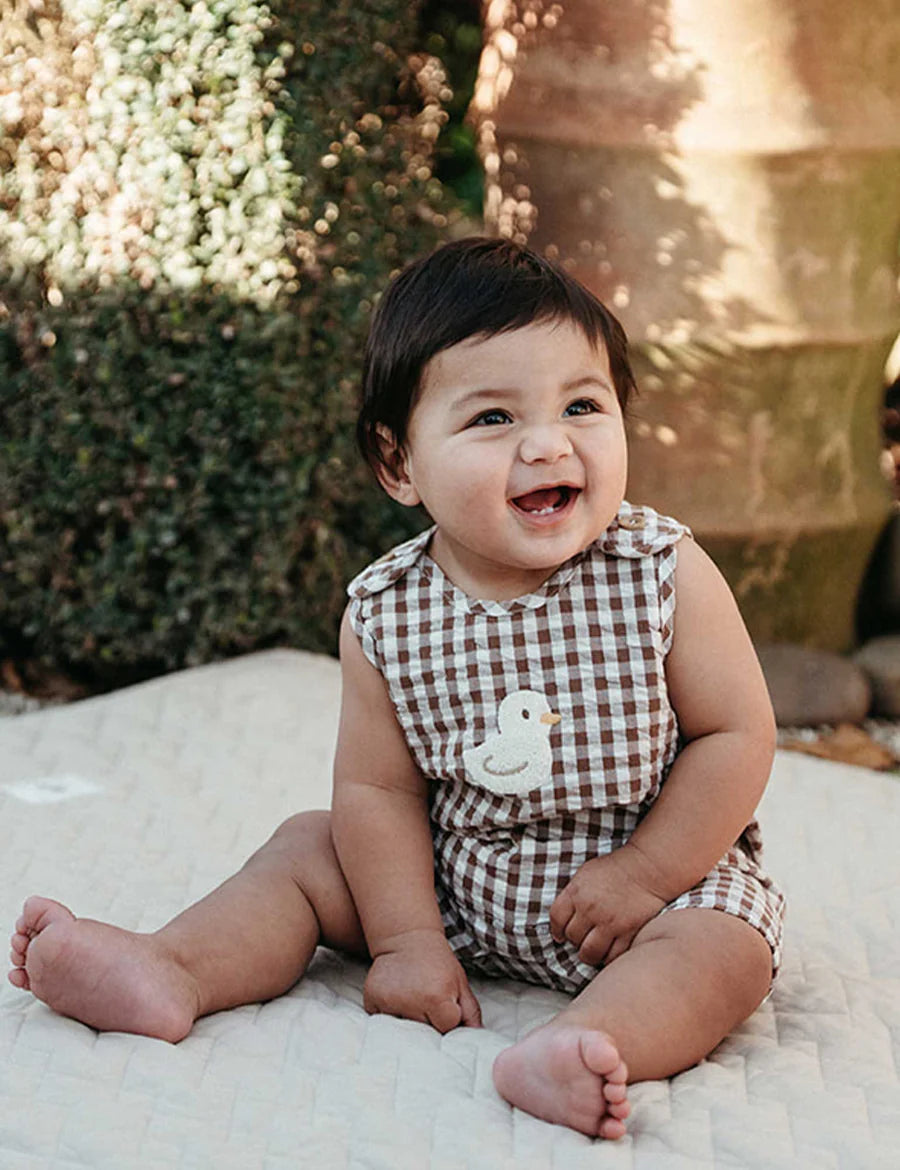 Purebaby - Gingham Romper - Ducky