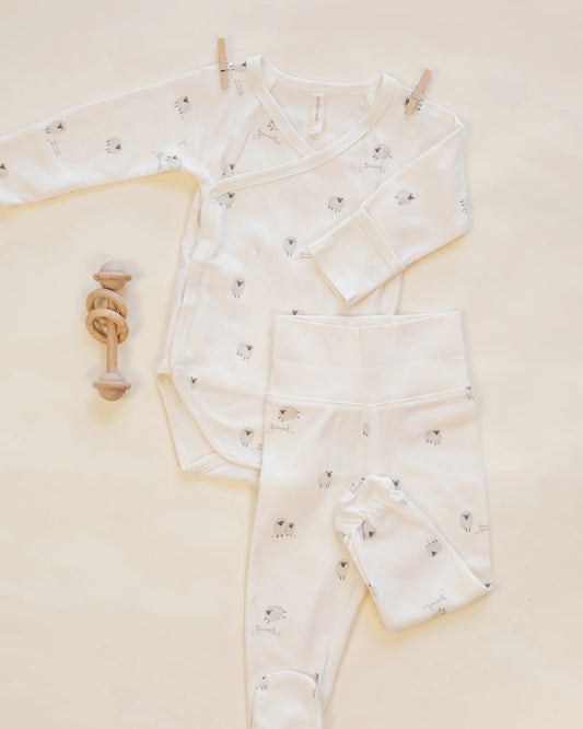 Quincy Mae - Side Snap Bodysuit + Pant Set - Sheep