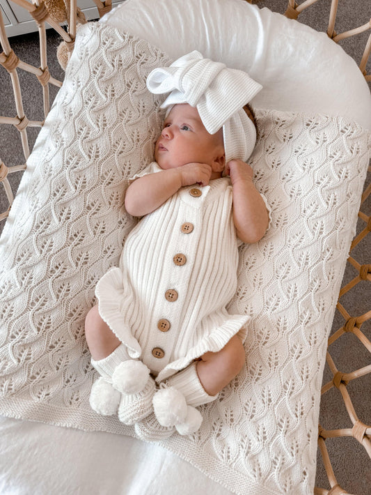 Little B's Nursery - Ruffled Onesie  - Milk