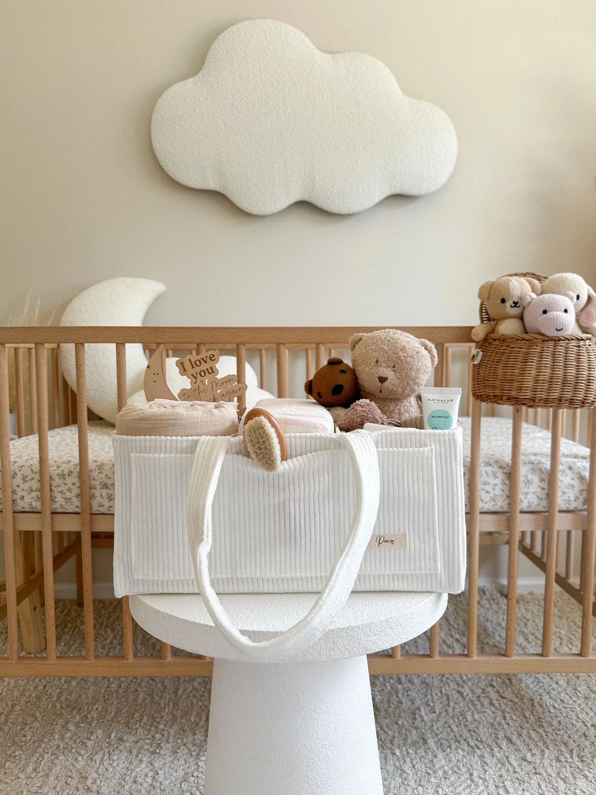 Petite + Co - Nappy Caddy Organised - Cord White