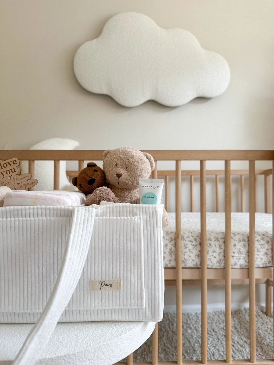 Petite + Co - Nappy Caddy Organised - Cord White