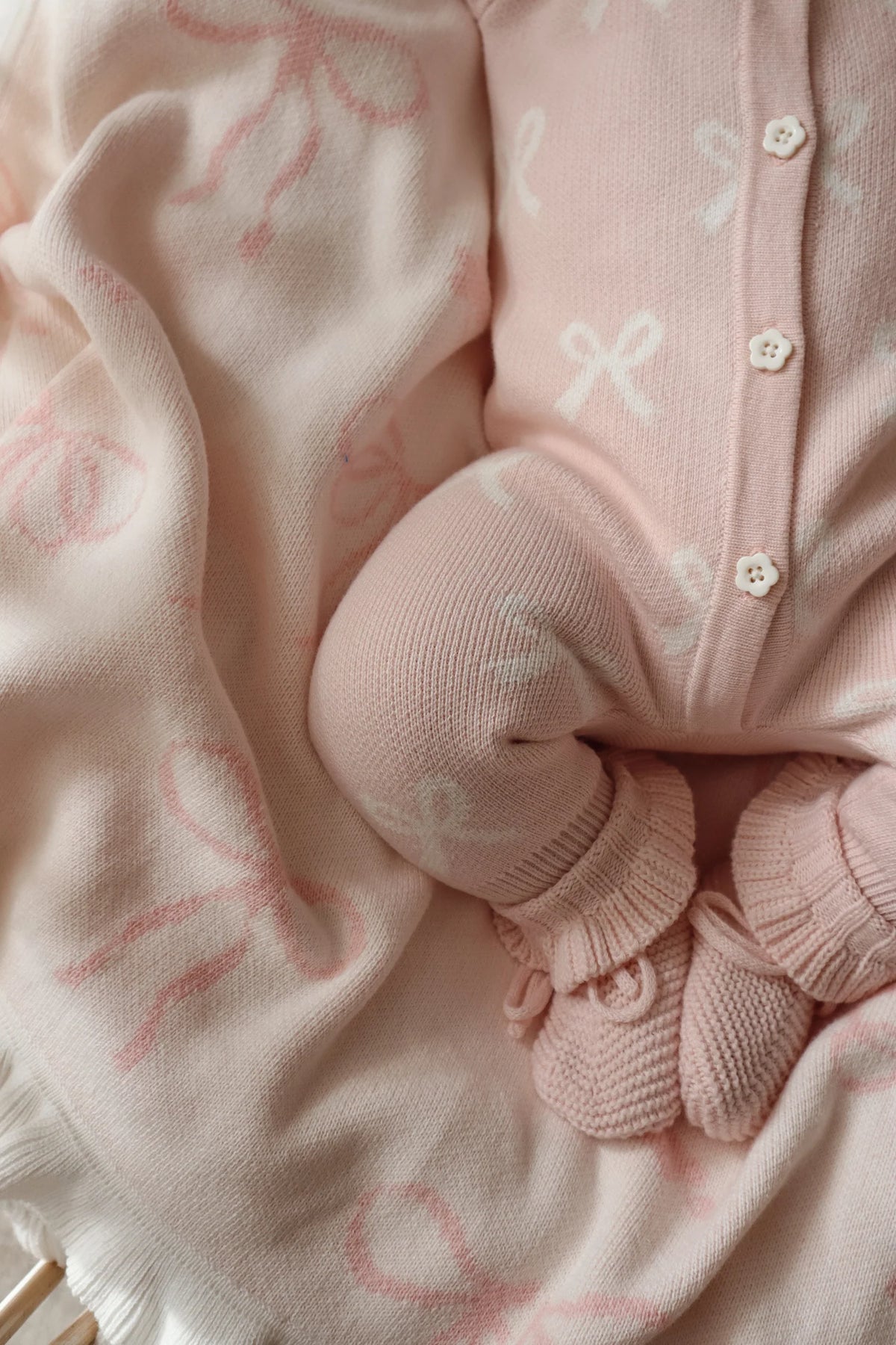 Petite + Co - Long Flutter Bow Romper - Baby Pink