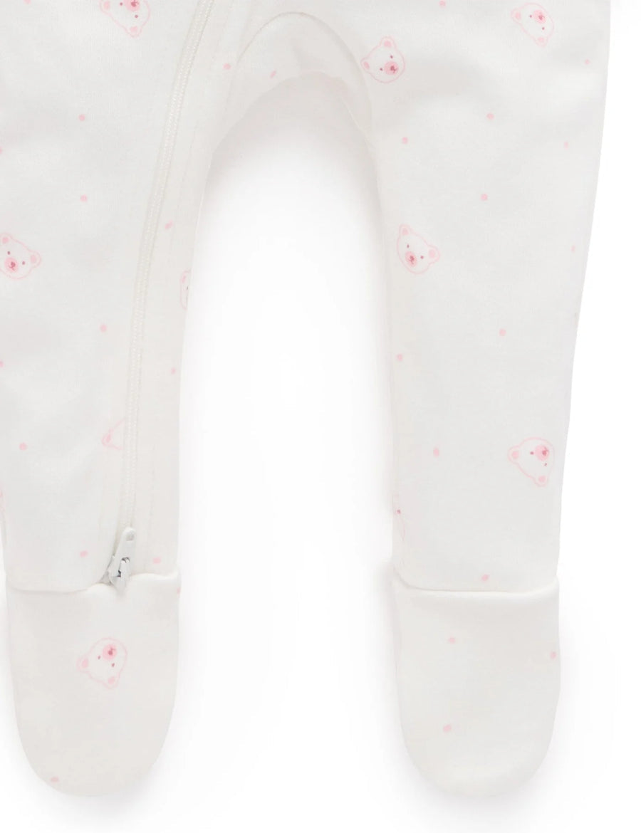 Purebaby - 2 Pack Bear Zip Growsuit - Pale Pink