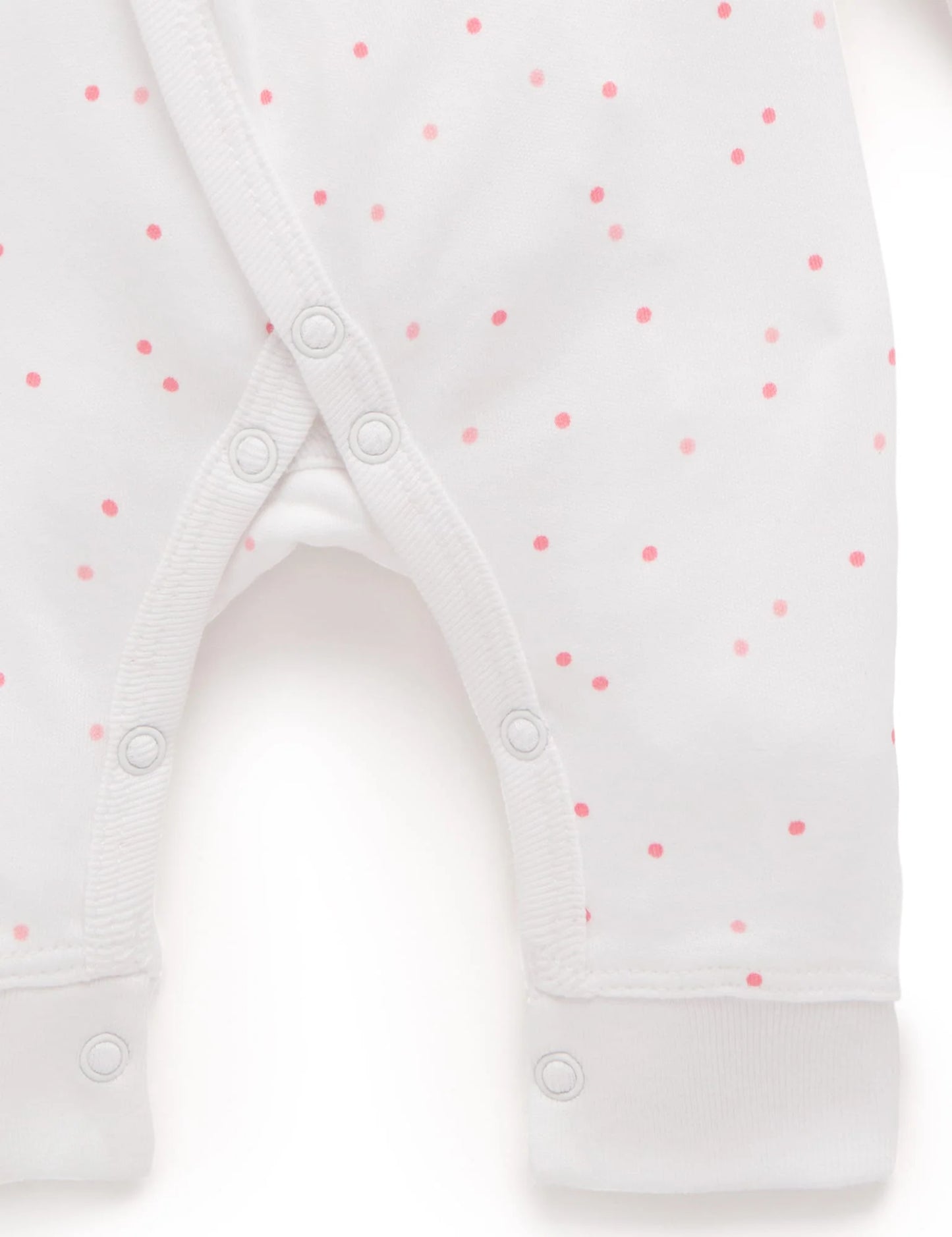 Purebaby - Premi Crossover Long Sleeve Growsuit - Pale Pink Spot