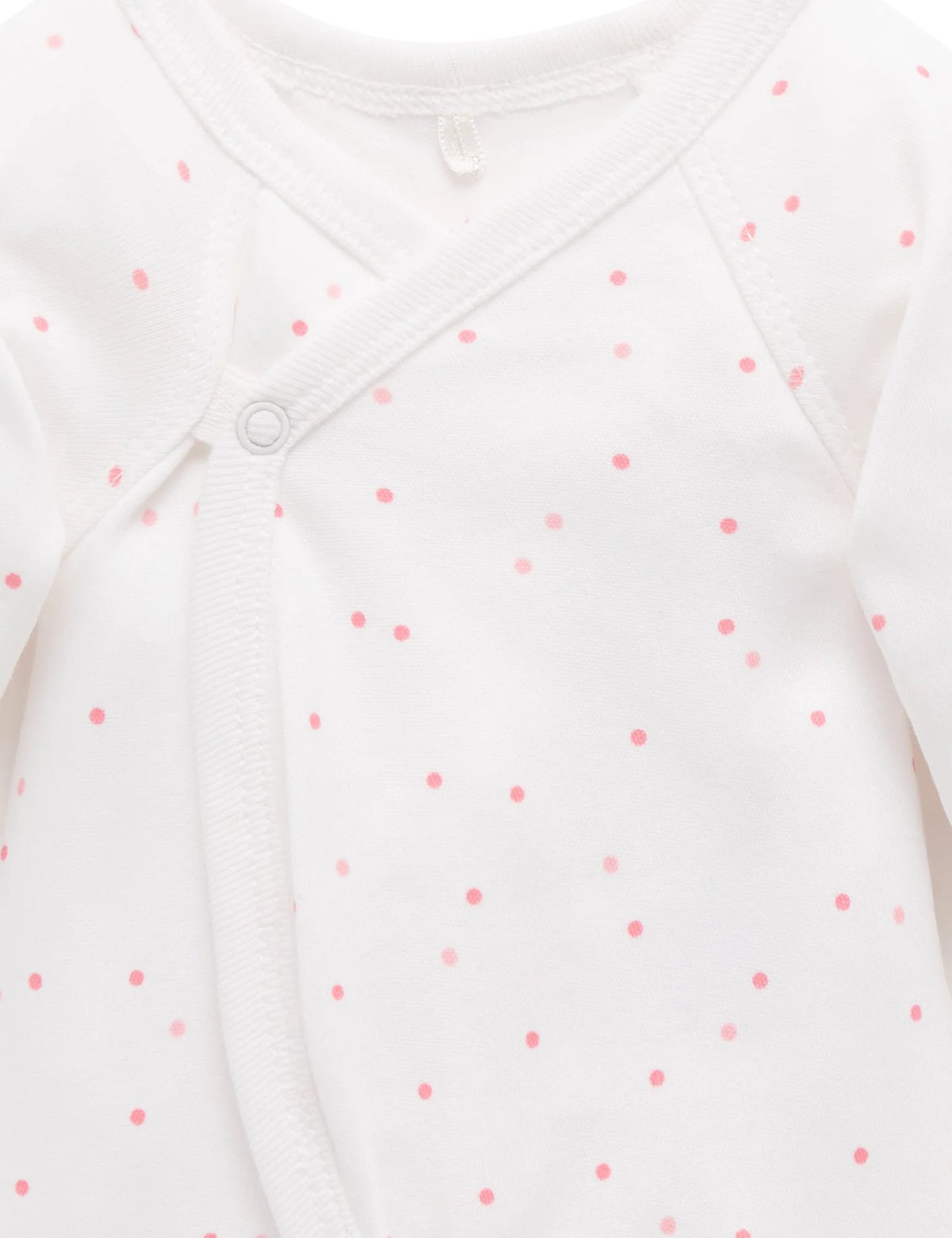 Purebaby - Premi Crossover Long Sleeve Growsuit - Pale Pink Spot
