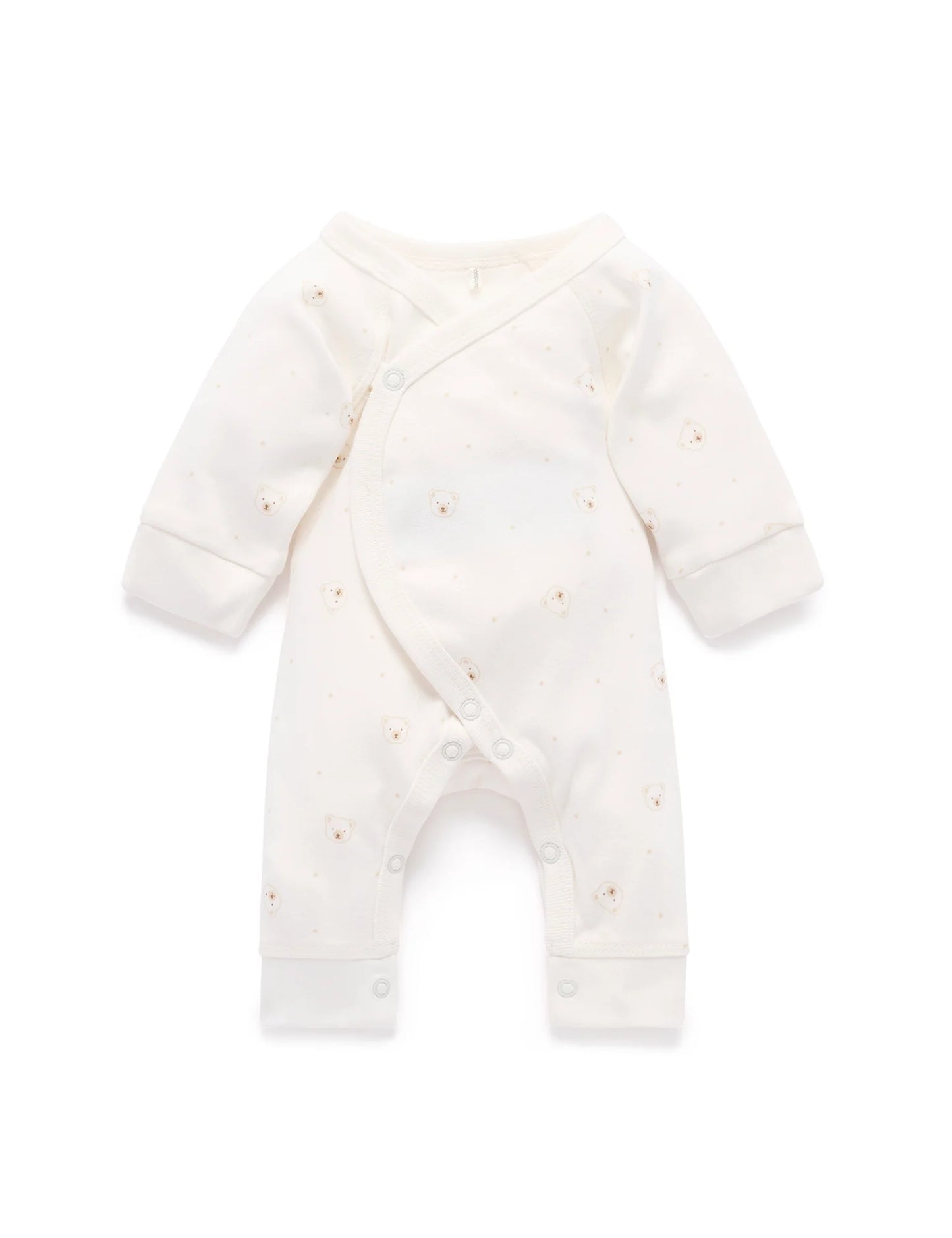 Purebaby - Premi Crossover Long Sleeve Growsuit - Vanilla Bear