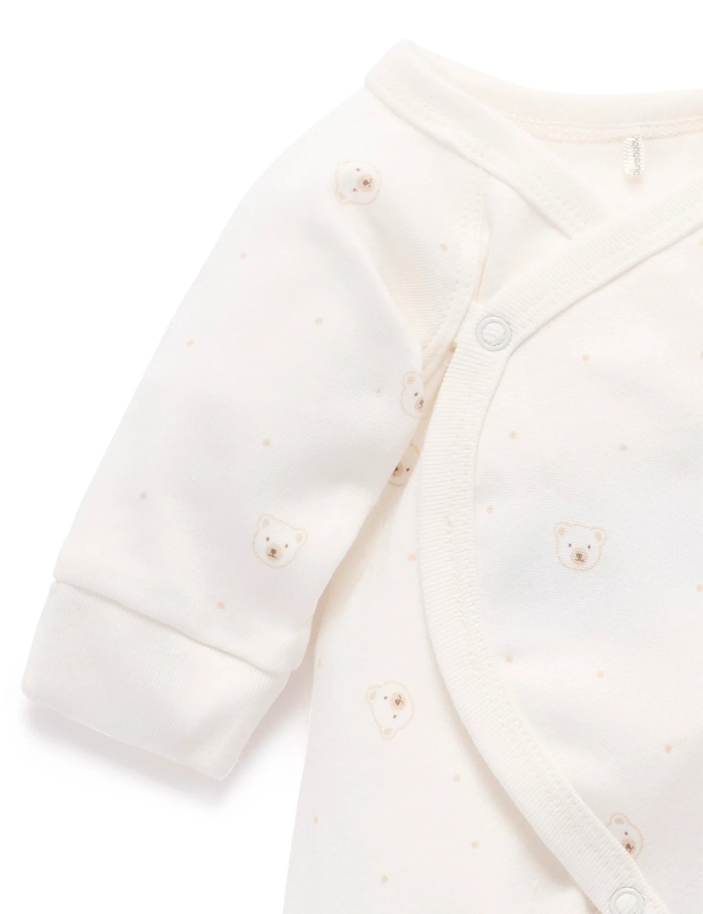 Purebaby - Premi Crossover Long Sleeve Growsuit - Vanilla Bear