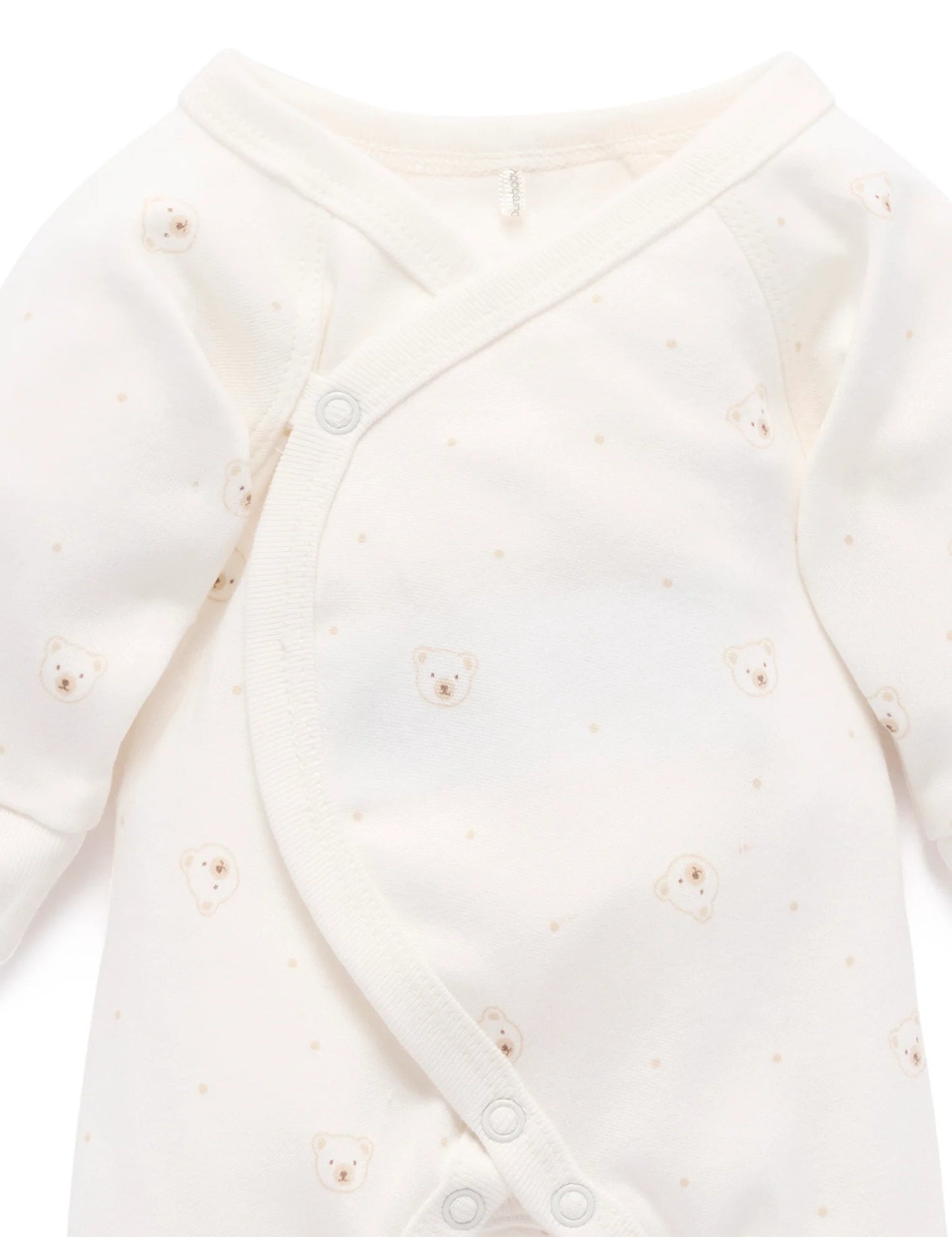 Purebaby - Premi Crossover Long Sleeve Growsuit - Vanilla Bear