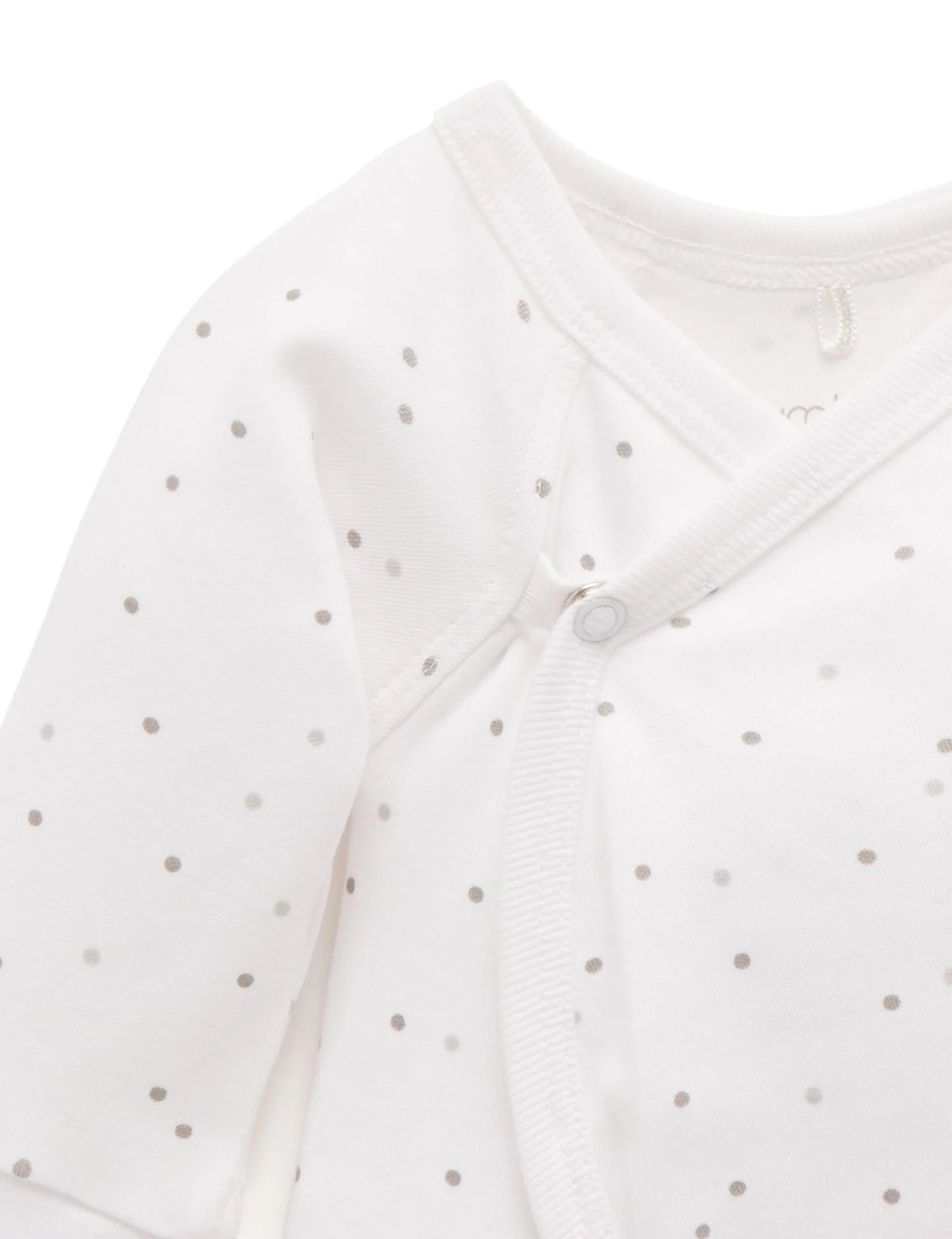 Purebaby - Pemi Crossover Long Sleeve Growsuit - Pale Grey Spot