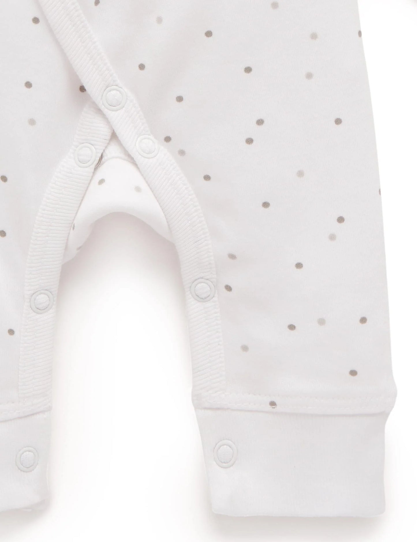 Purebaby - Pemi Crossover Long Sleeve Growsuit - Pale Grey Spot
