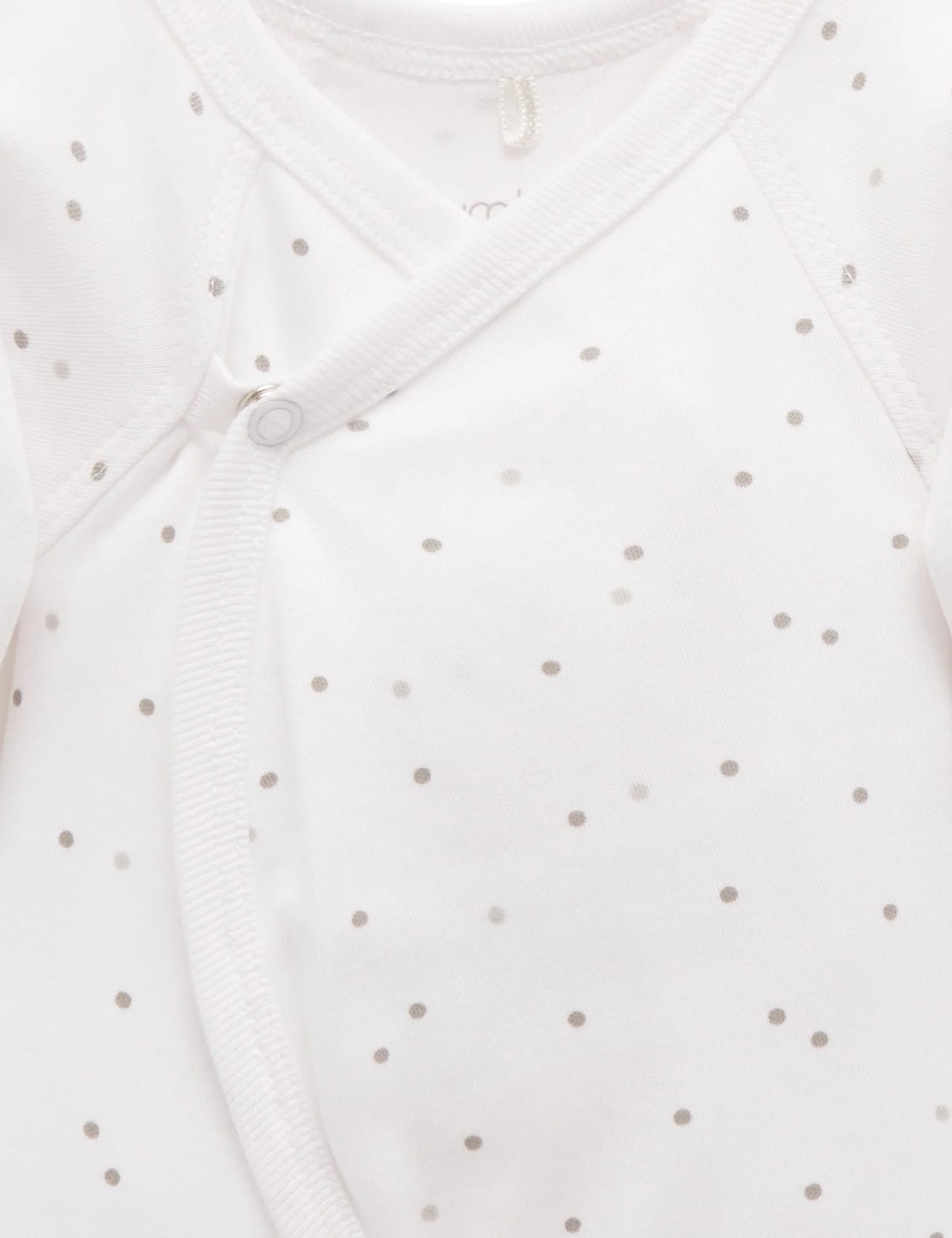 Purebaby - Pemi Crossover Long Sleeve Growsuit - Pale Grey Spot