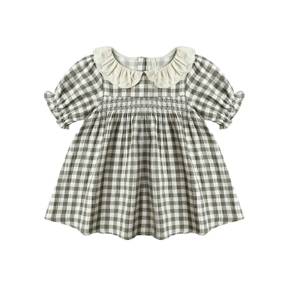 Quincy Mae - Callie Short Sleeve Dress - Forest Check