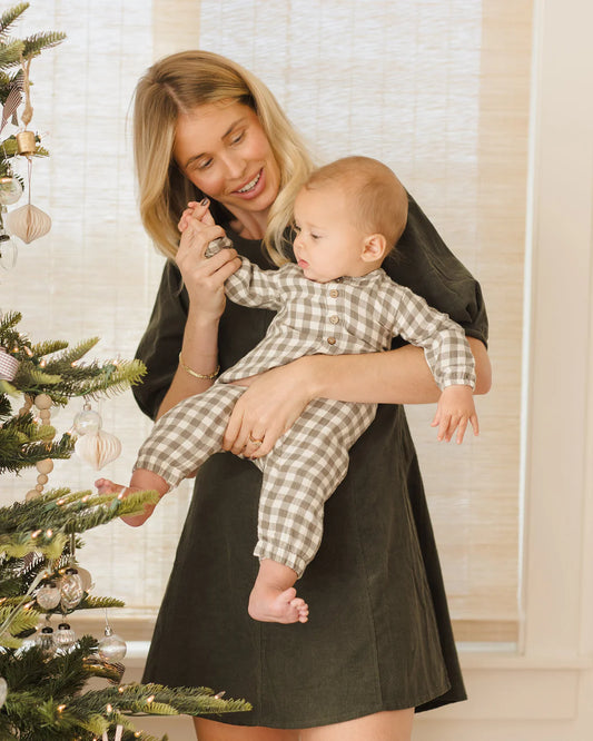 Quincy Mae - Woven Jumpsuit - Forest Check