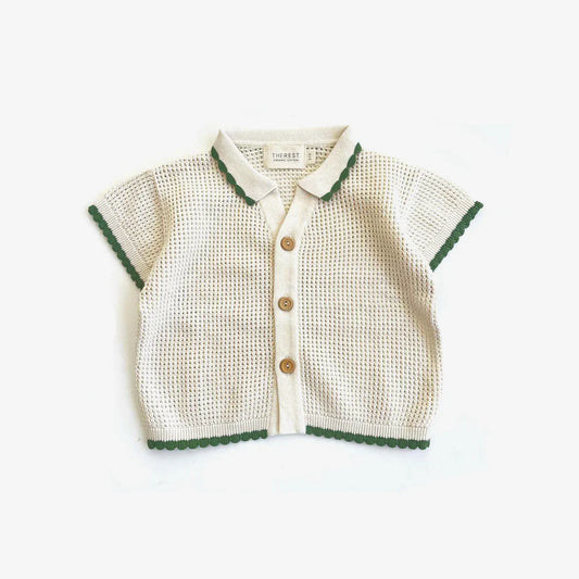 The Rest - Scallop Crochet Shirt - Clover