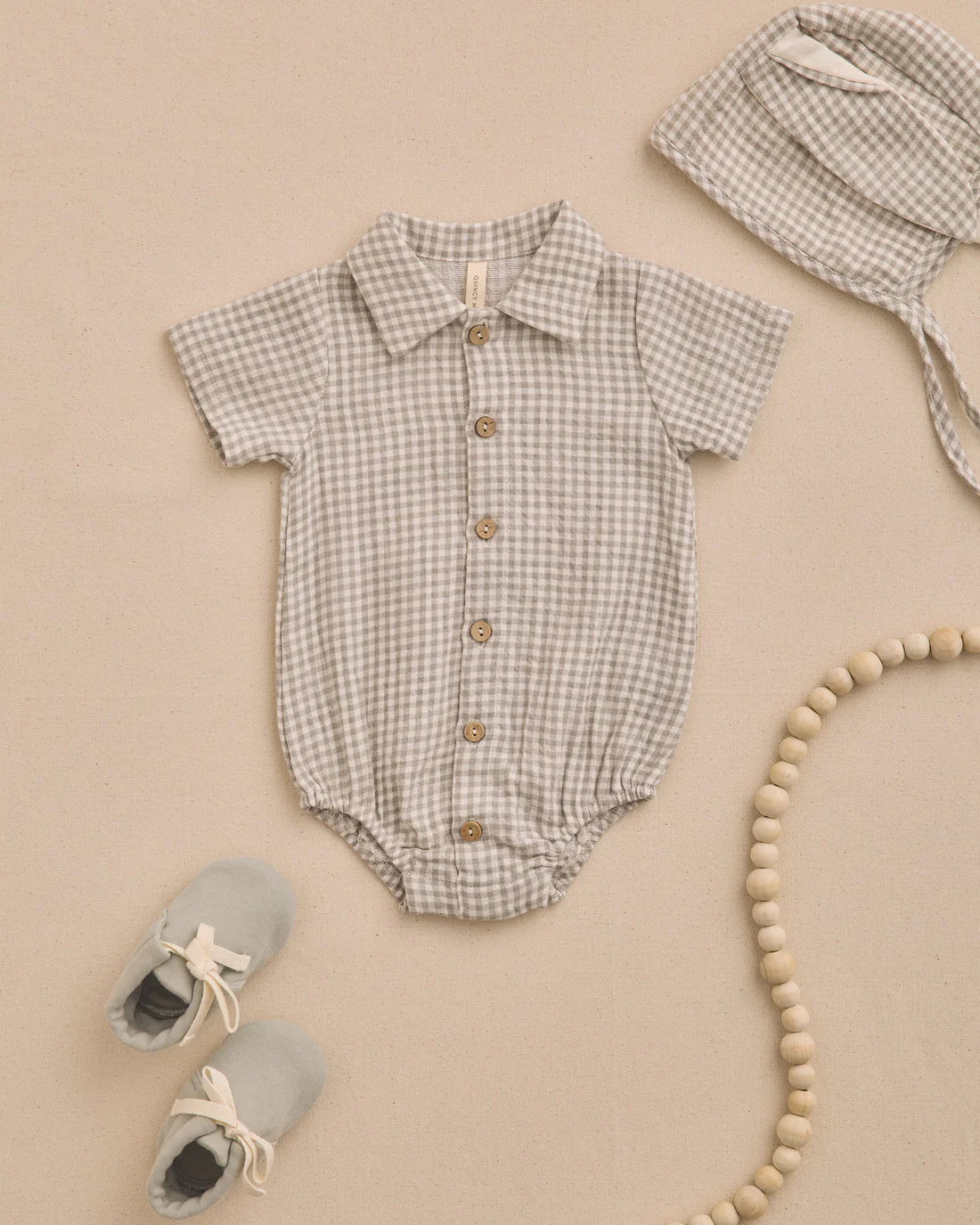 Quincy Mae - Matteo Romper - Sage Gingham