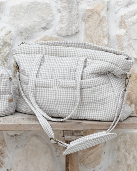 Quincy Mae - Diaper Bag + Changing Mat - Sage Gingham