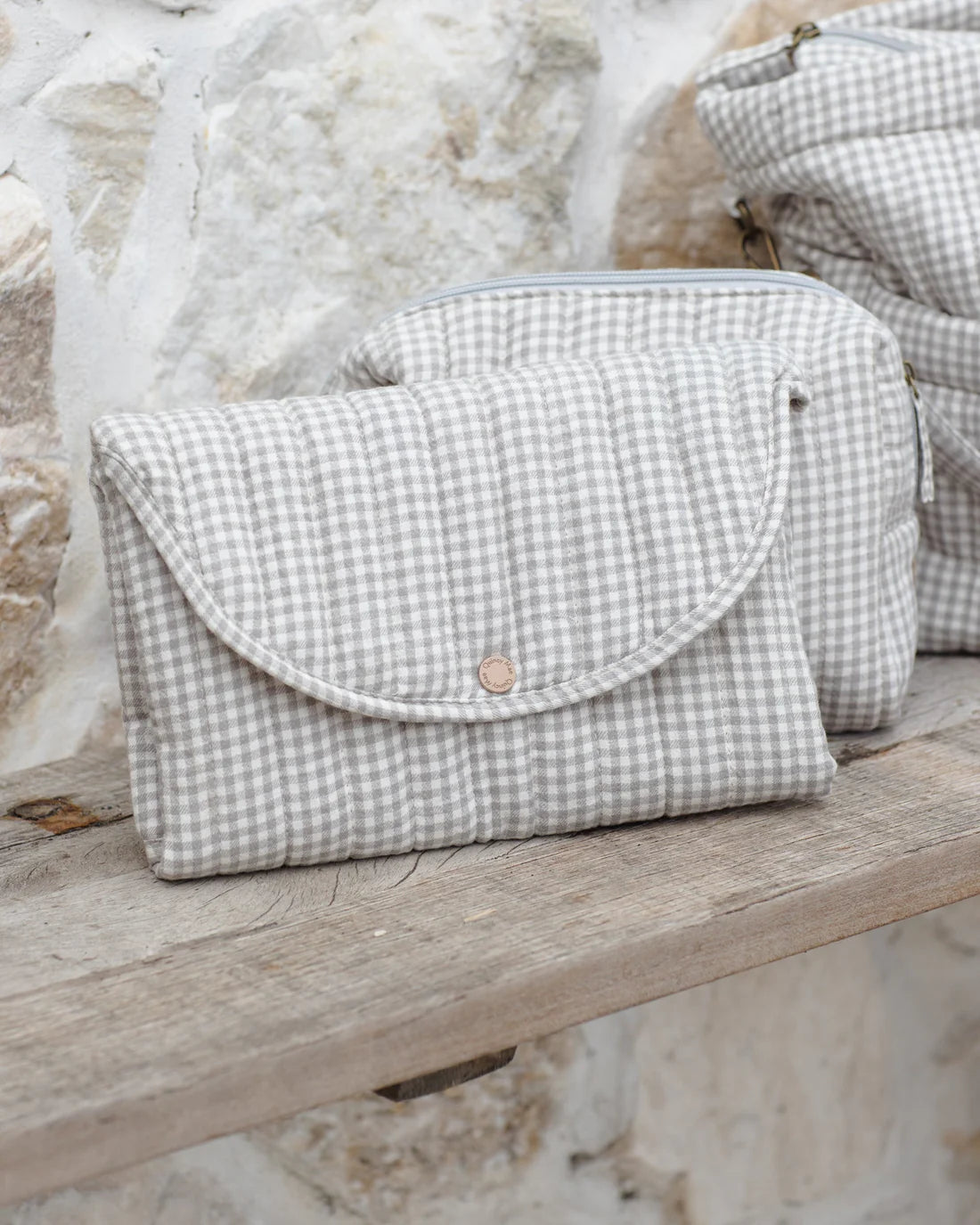 Quincy Mae - Diaper Bag + Changing Mat - Sage Gingham