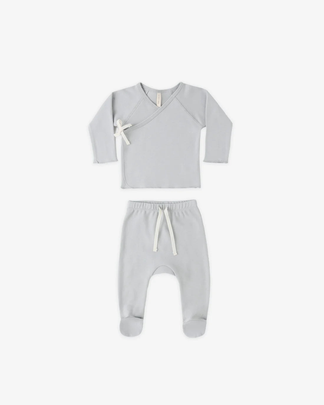 Quincy Mae - Wrap Top + Footed Pant Set - Sky