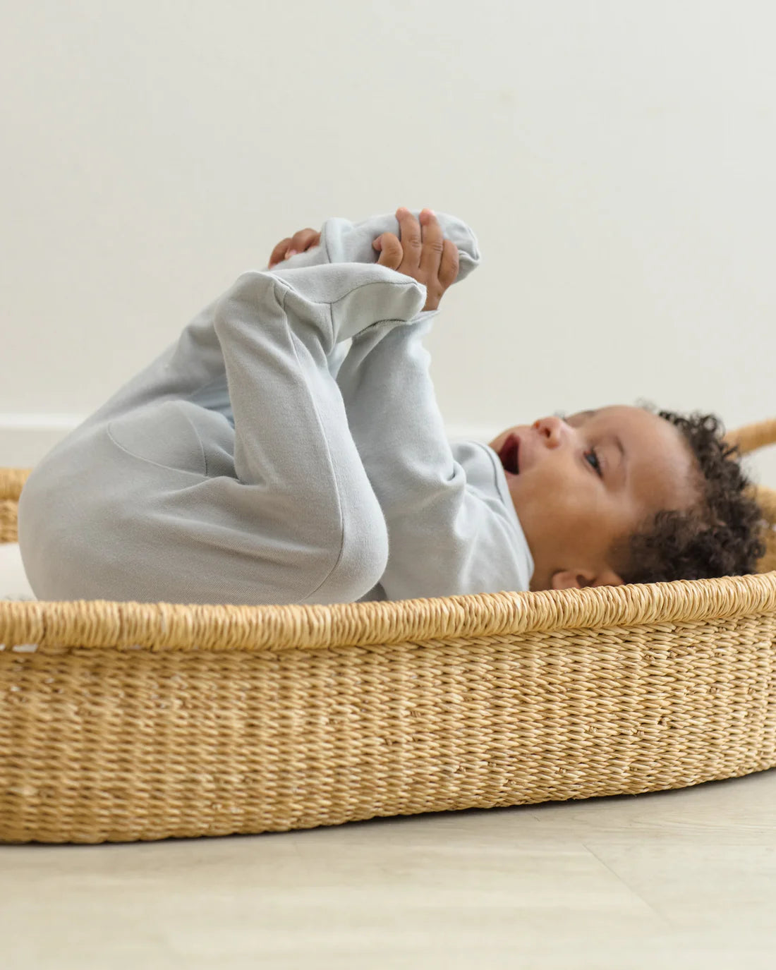 Quincy Mae - Wrap Top + Footed Pant Set - Sky