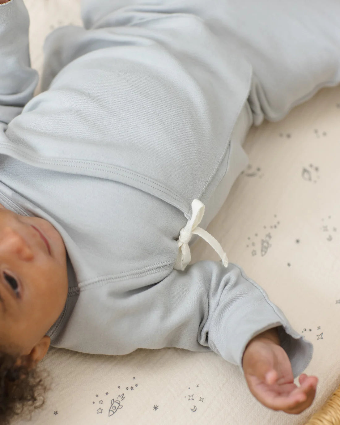Quincy Mae - Wrap Top + Footed Pant Set - Sky
