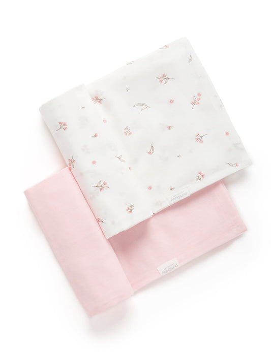 Purebaby - 2 Pack Muslin Wrap - Blossom