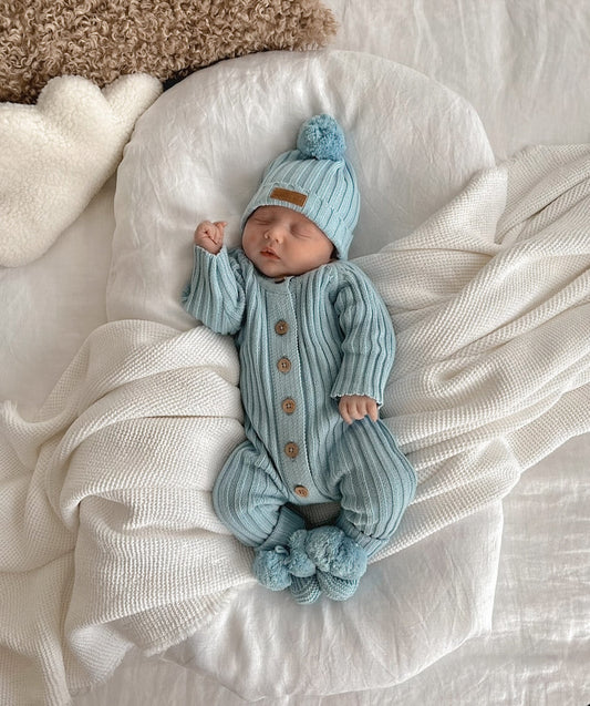Little B's Nursery - Ribbed Romper - Blue
