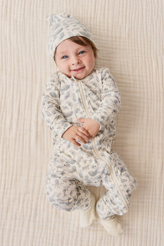 Jamie Kay - Organic Cotton Reese Zip Onepiece - Sea Life