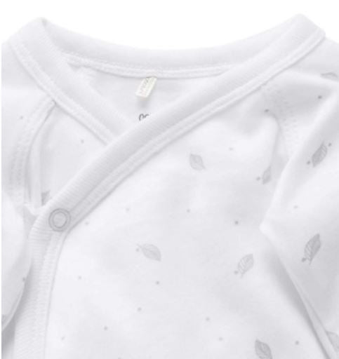 Purebaby - Premi Crossover Long Sleeve Growsuit - Pale Grey Leaf