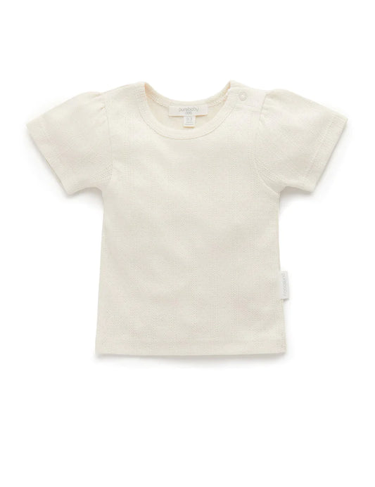 PureBaby - Pointelle Short Sleeve Tee - CLOUD