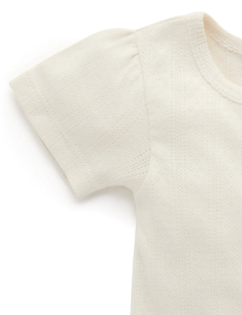 PureBaby - Pointelle Short Sleeve Tee - CLOUD