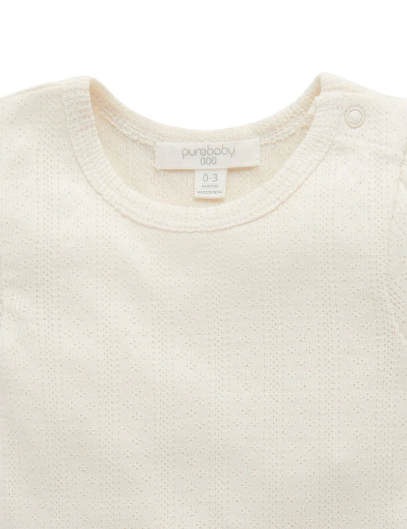 PureBaby - Pointelle Short Sleeve Tee - CLOUD